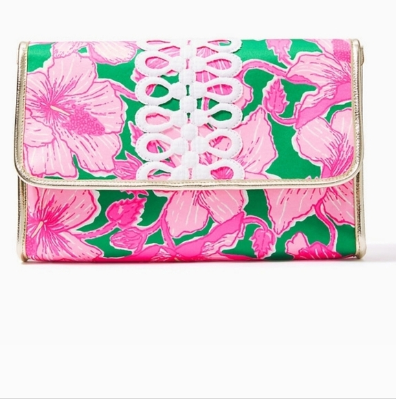 Lilly Pulitzer GWP Envelope Pouch Kelly Green Hibis Kiss - Picture 11 of 13